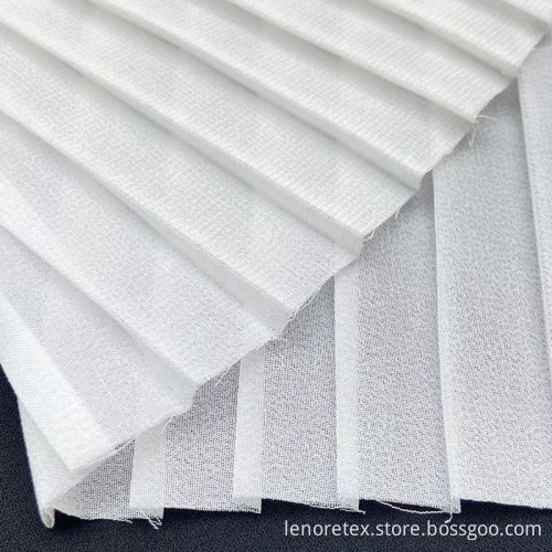 100% Polyester Woven White Chiffon Crepe Pleated Fabric